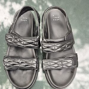 A New Day Black Slide Sandals with Braided Straps